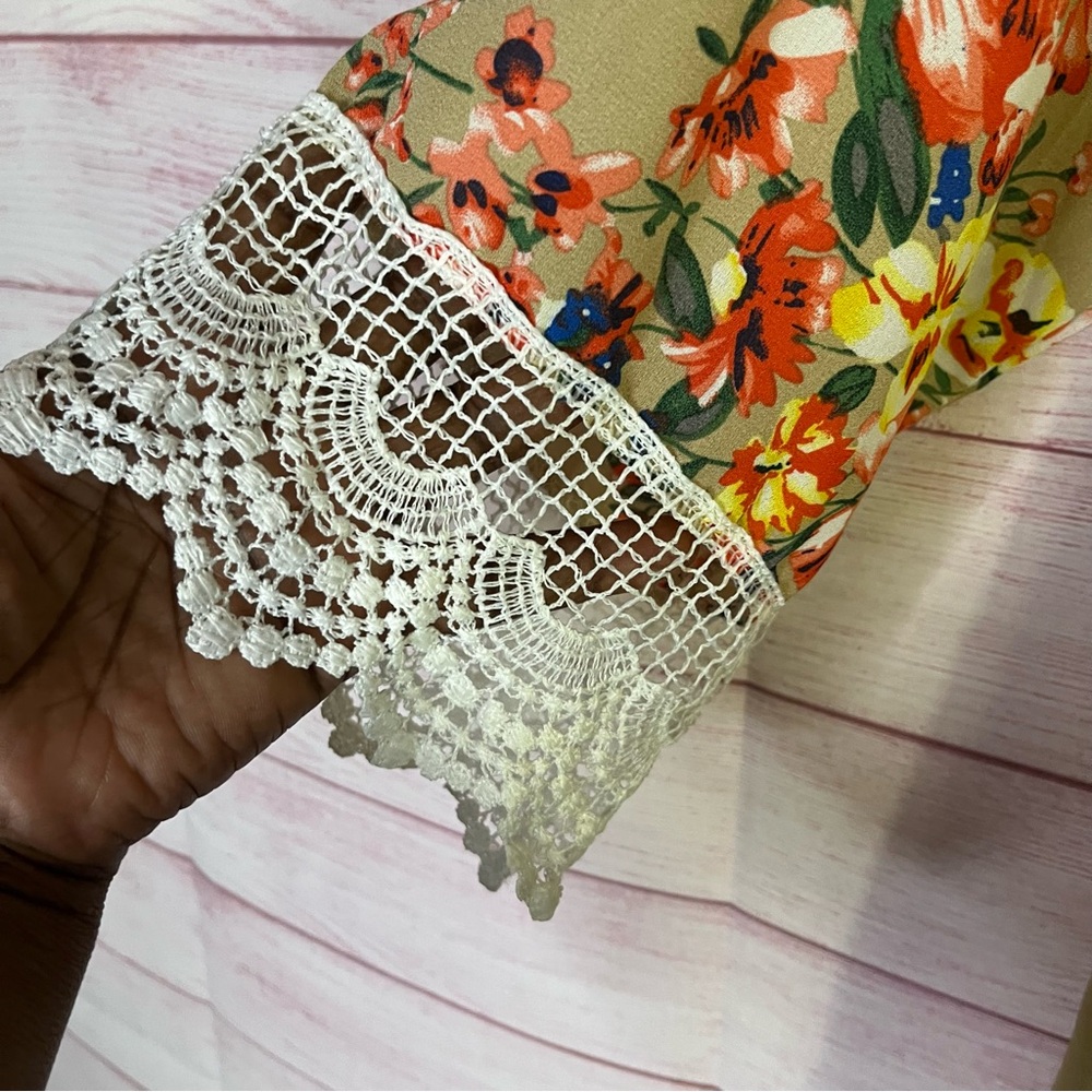 Relipop Floral Lace‎ Open Front Kimono Cardigan Size Medium - Picture 4 of 5